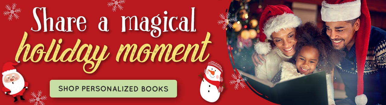 Share a magical holiday moment with personalized books!